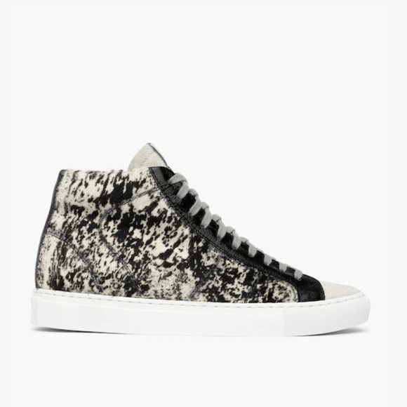 P448 Cow Hide Print Star 2.0 Calf Hair High Top Sneakers - Picture 2 of 9